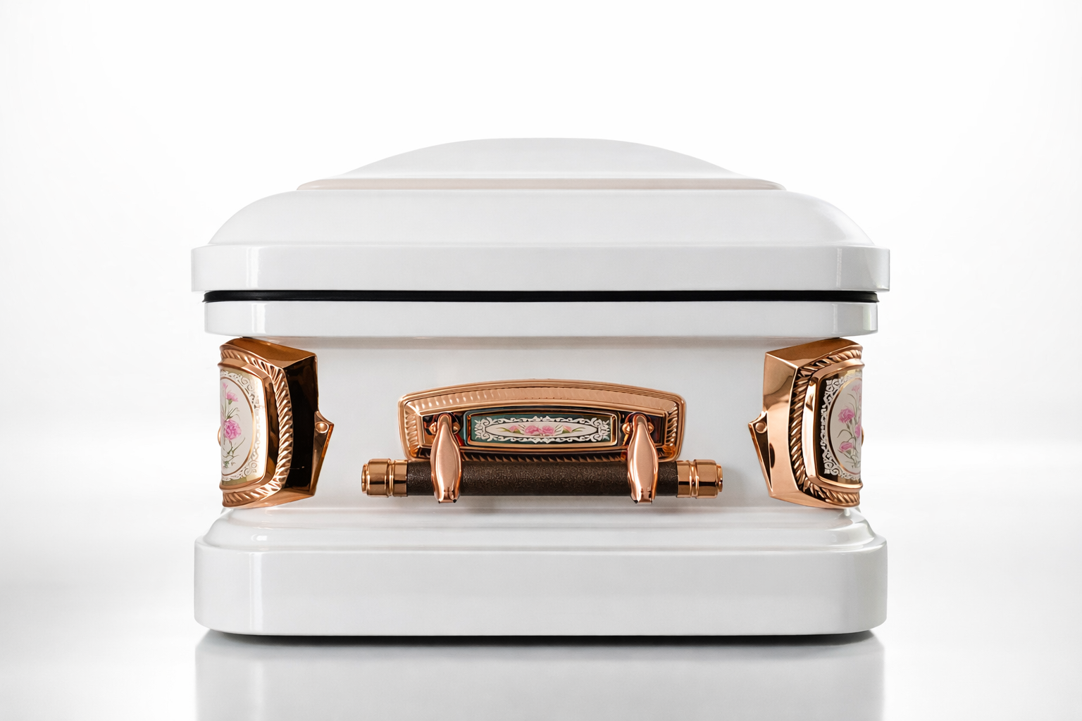 Antique White Steel Casket Australia – Pink Velvet Interior Funeral Coffin - Image 5