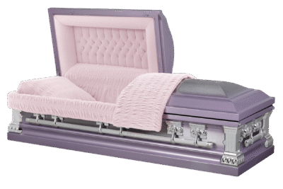 Premium Steel Casket in Light Lilac with Pink Velvet Interior
